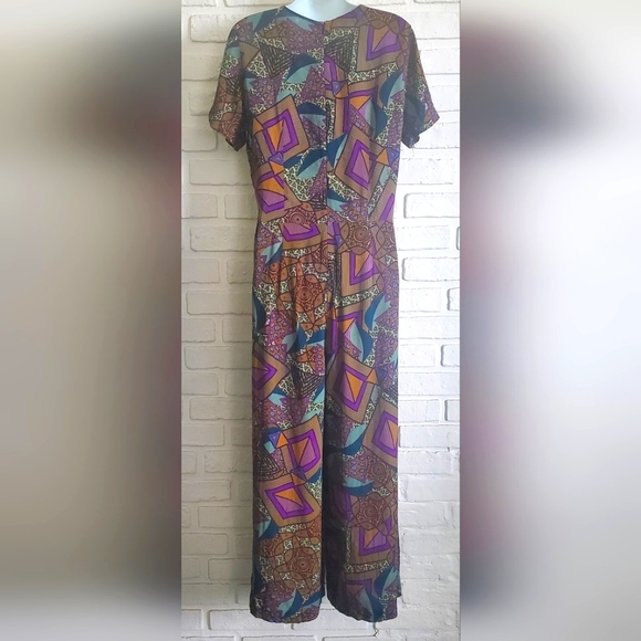NWOT Desigual Mitilene Wrap Jumpsuit Jumper Multicolour Purple Green Medium - Picture 7 of 12